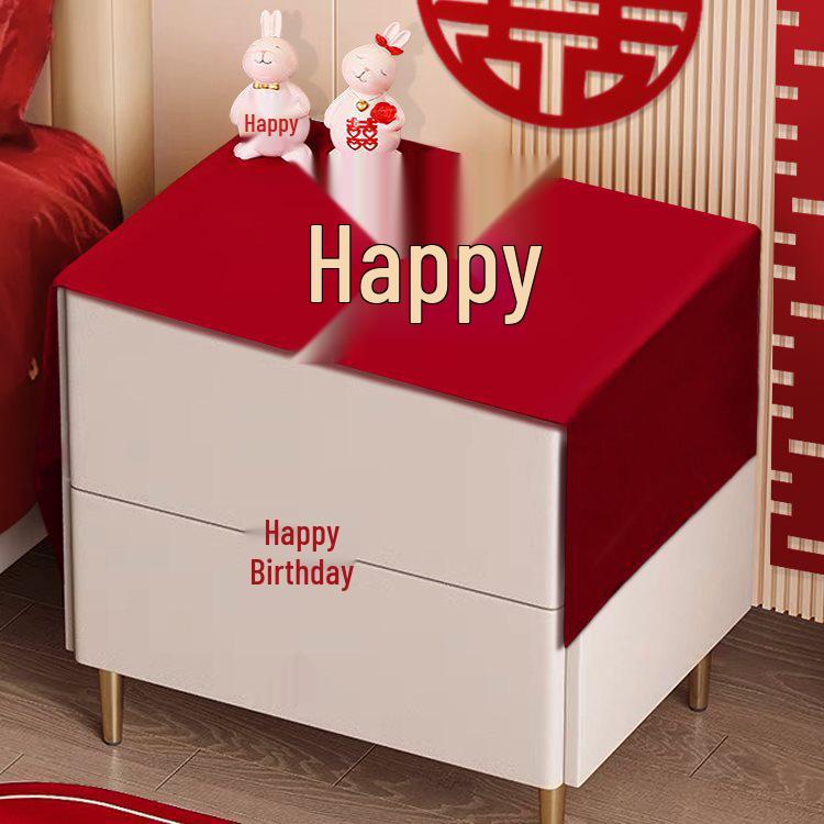Red Xi Character Bedside Tablecloth for Bridal Room Decoration