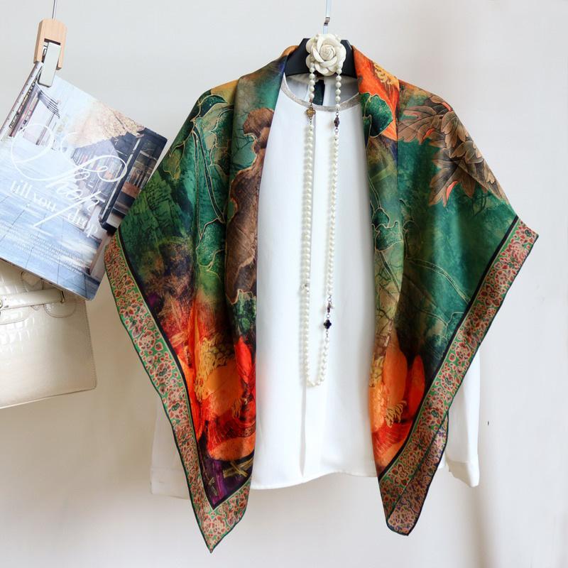 Double-sided heterochrome fragrant cloud yarn large square scarf elegant red cloud yarn Chinese style silk scarf shawl scarf high-end gift