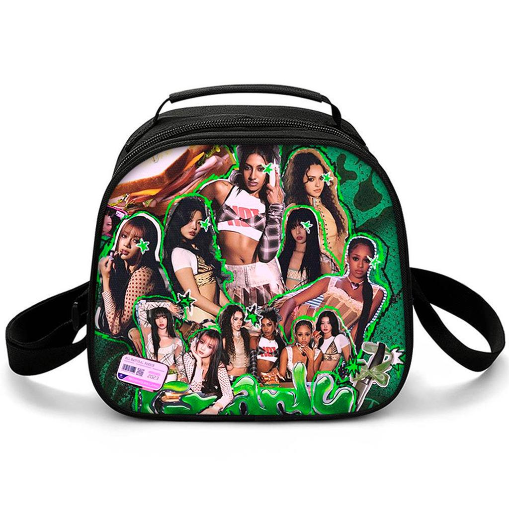 Trendy Crossbody Kpop Katseye Semicircle Lunchbox Thermal Insulation Food Lunch Bag 3D Printed Insulated Handbags Ice Bags