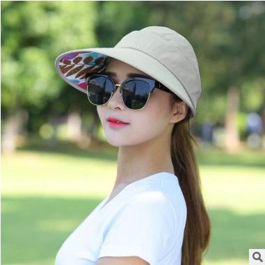 Women's Summer Casual Versatile Travel UV Protection Korean Version Summer Foldable Sunscreen Pearl Empty Top Sun Hat