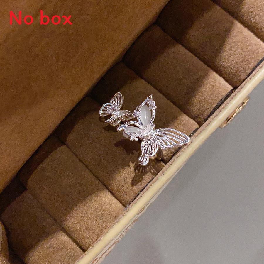 Fashion Butterfly Open Ring With Zircon Cat Eye Stone For Women