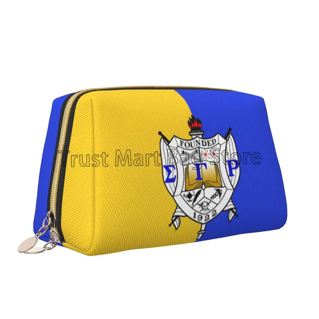 Sigma Gamma Rho Sorority Paraphernalia Gift 1922 SGR Makeup Bag for Women Girls Leather Travel Toiletry Pouch Cosmetic Bag