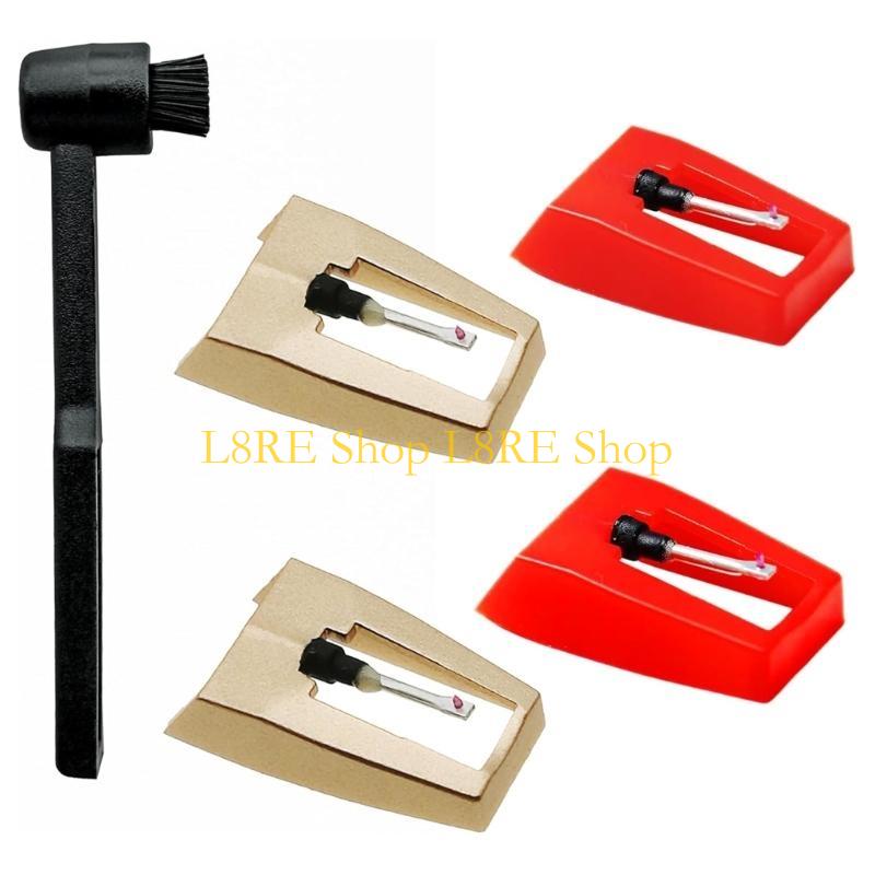 L8RE 4PCS Diamond Styluses Needle Replacement Set with Cleaning Brush Record Player Needle for Turntable Record Players