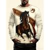 T-shirt da uomo Cavallo al galoppo Grafica Stampa 3D Moda Manica lunga Girocollo Unisex Maglietta Casual Estate Personalità Top da uomo