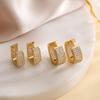 HECHENG,High Quality Earrings Brass With Full CZ Stones Round U Shape Golden/Coppery Couple Ladies Earrings 1 Pair
