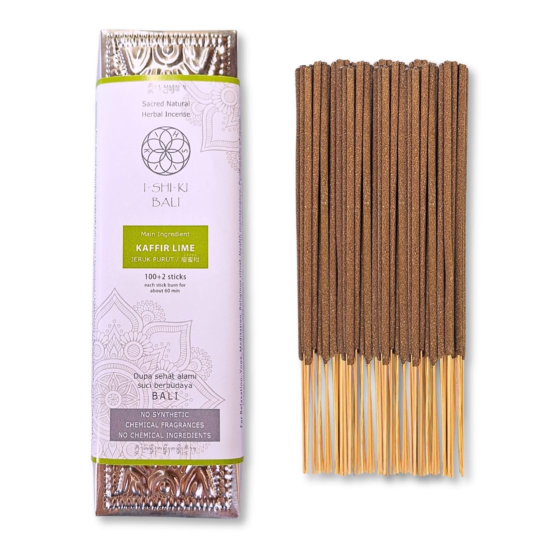 

BALI Kaffir Lime Sacred Natural Herbal 100 Made in Bali with 30 Natural Natural Aroma I-SHI-KI Incense, Incense, Sticks, Ingredients, Organic, (Kaffir