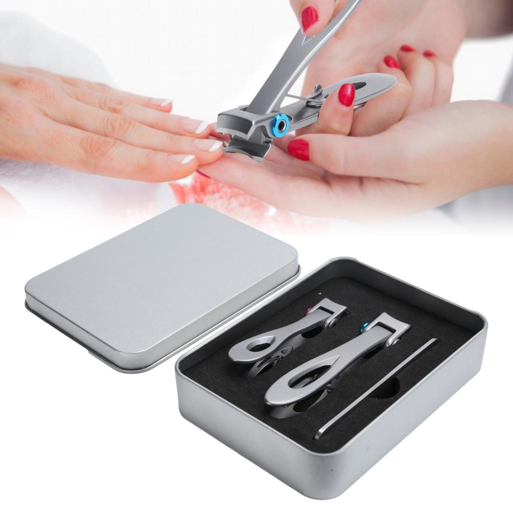 Nail Clipper Big Mouth Nail Cutter File Dead Skin Removal Stainless Steel Manicure SetSilver