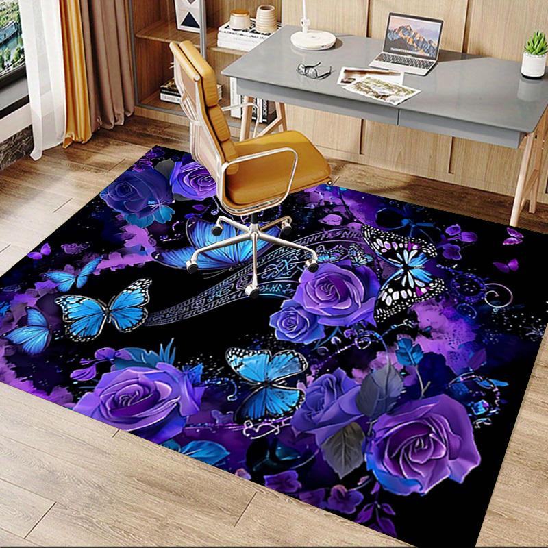 1PC Butterflies Flowers Non-Slip Floor carpet, Office, family, bedroom, Studio - Large Area Rug, Vibrant Colors-C0492