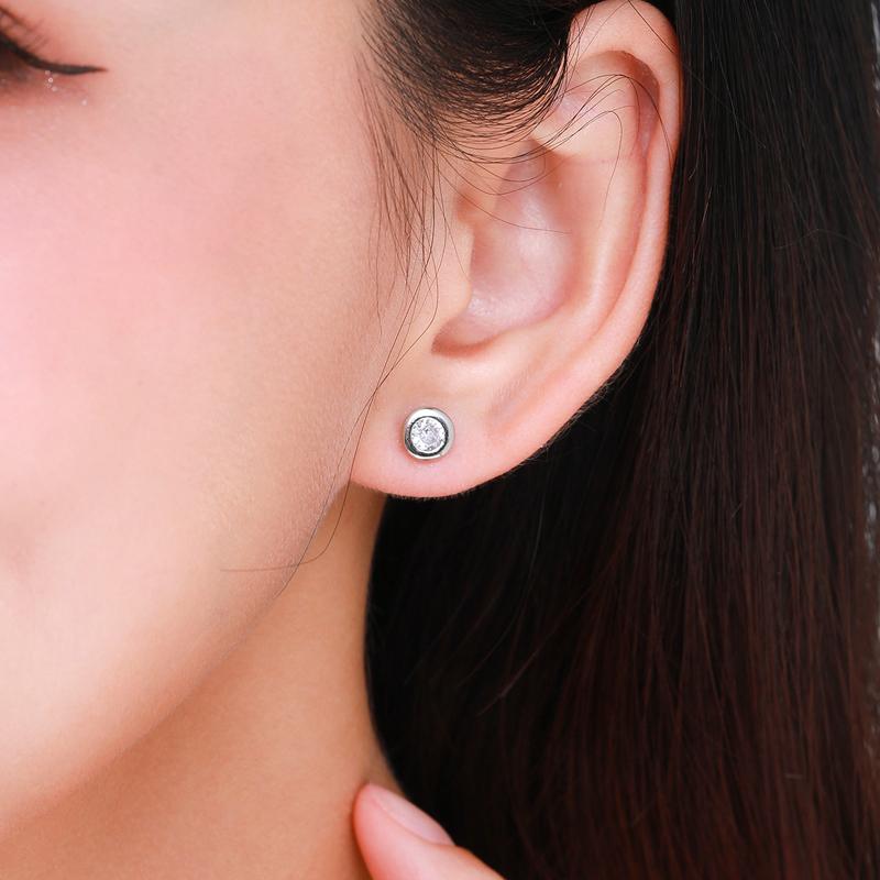 MODIAN Exquisite Round Clear CZ Ear Studs 925 Sterling Silver Sparkling Stud Earrings For Women Wedding Fine Jewelry