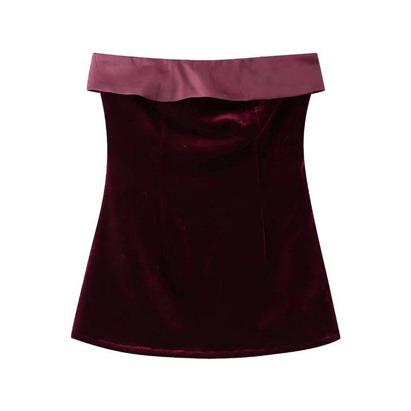 Fashion Style Fall and Winter New Arrival Women's Clothing Stylish Fashion Slim Looking All-Matching Slim Fit Velvet Tube Top Dress Skirt