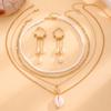 Natural Seashell Layered Necklace Tassel Ocean-Inspired Jewelry Beach Earrings Set Vacation Style Elegant Gift for Women