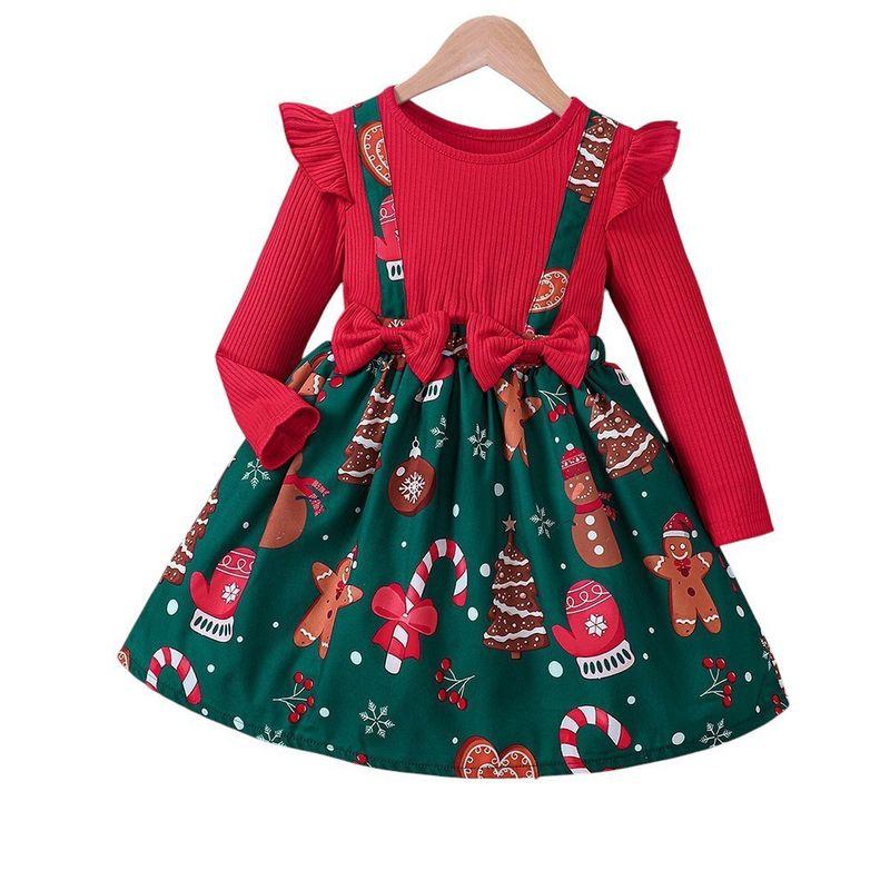 

Детское новое платье для девочки на осень и зиму, рождественское, ложное двухпредметное, в стиле пэчворк Figure Color 90cm