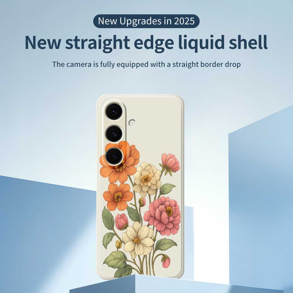 For Samsung Galaxy S24 FE Case Beautiful Flowers Pattern Printing Straight Edge TPU Phone Back Cover