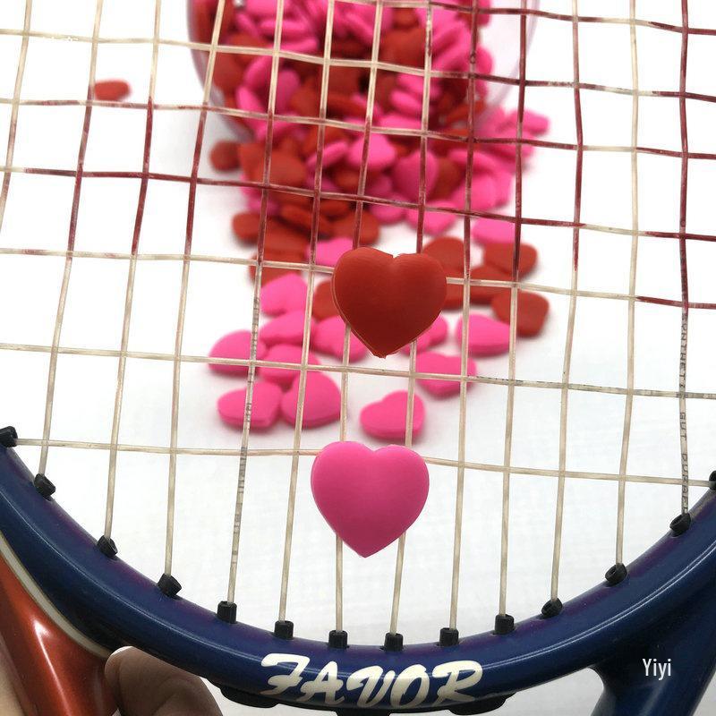 Tennisracket Hartvormige Siliconen Vibratiedemper: Niet-verwijderbare Liefdeshart Schokabsorberende Kralen