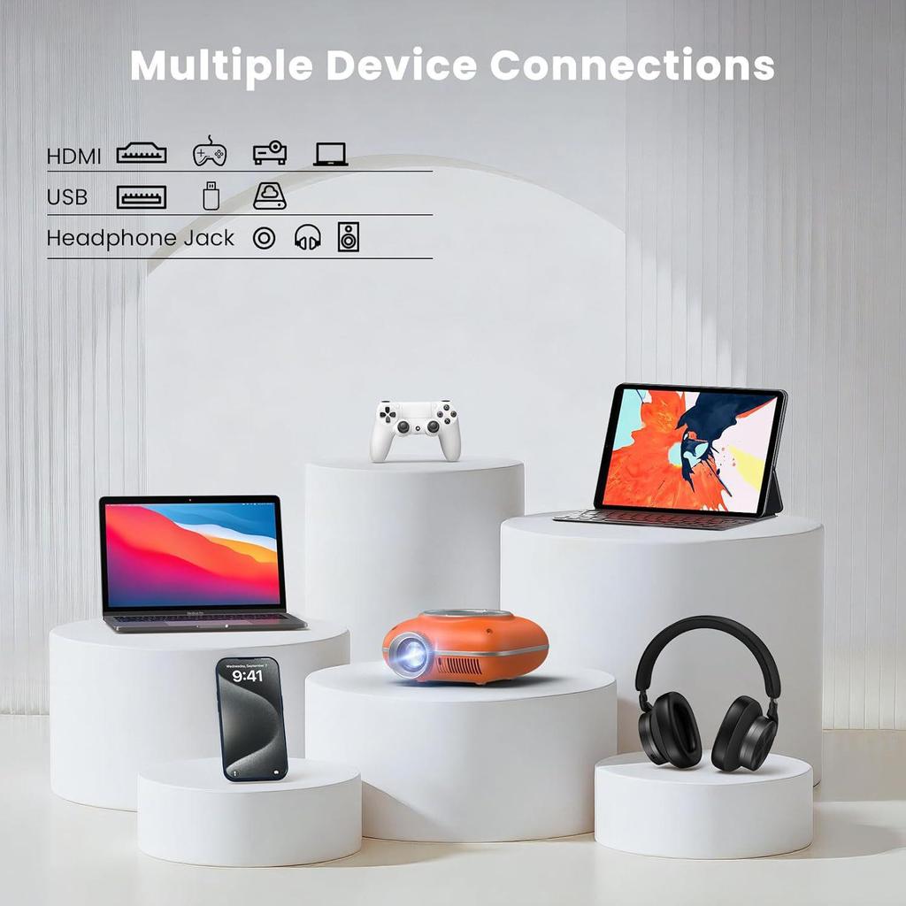 Compact Portable HD Home Theater Projector with Mobile Phone Compatibility