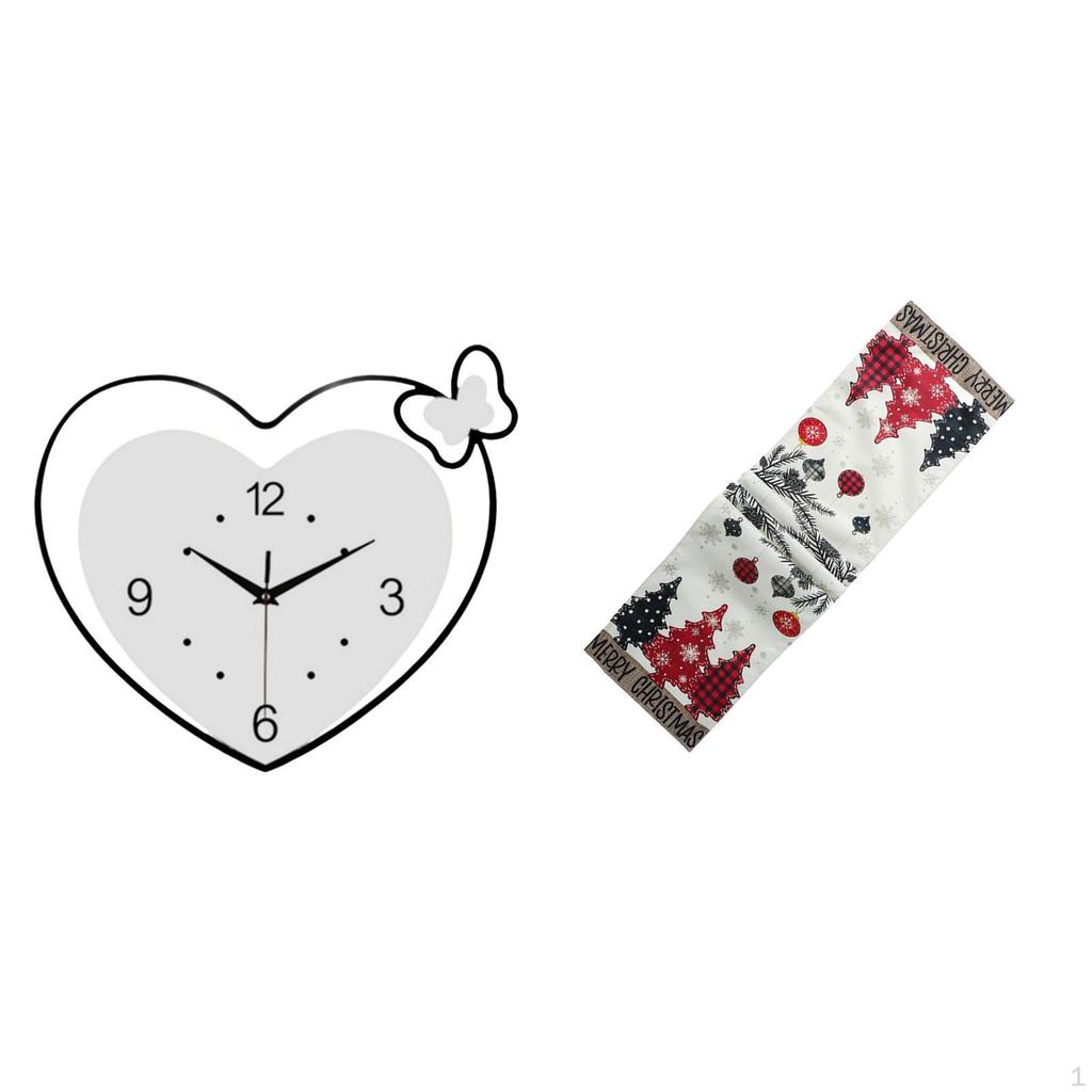 Heart Shape Wall Clock Acrylic Table Runner Decorative Creative Design Quiet Movement Art for