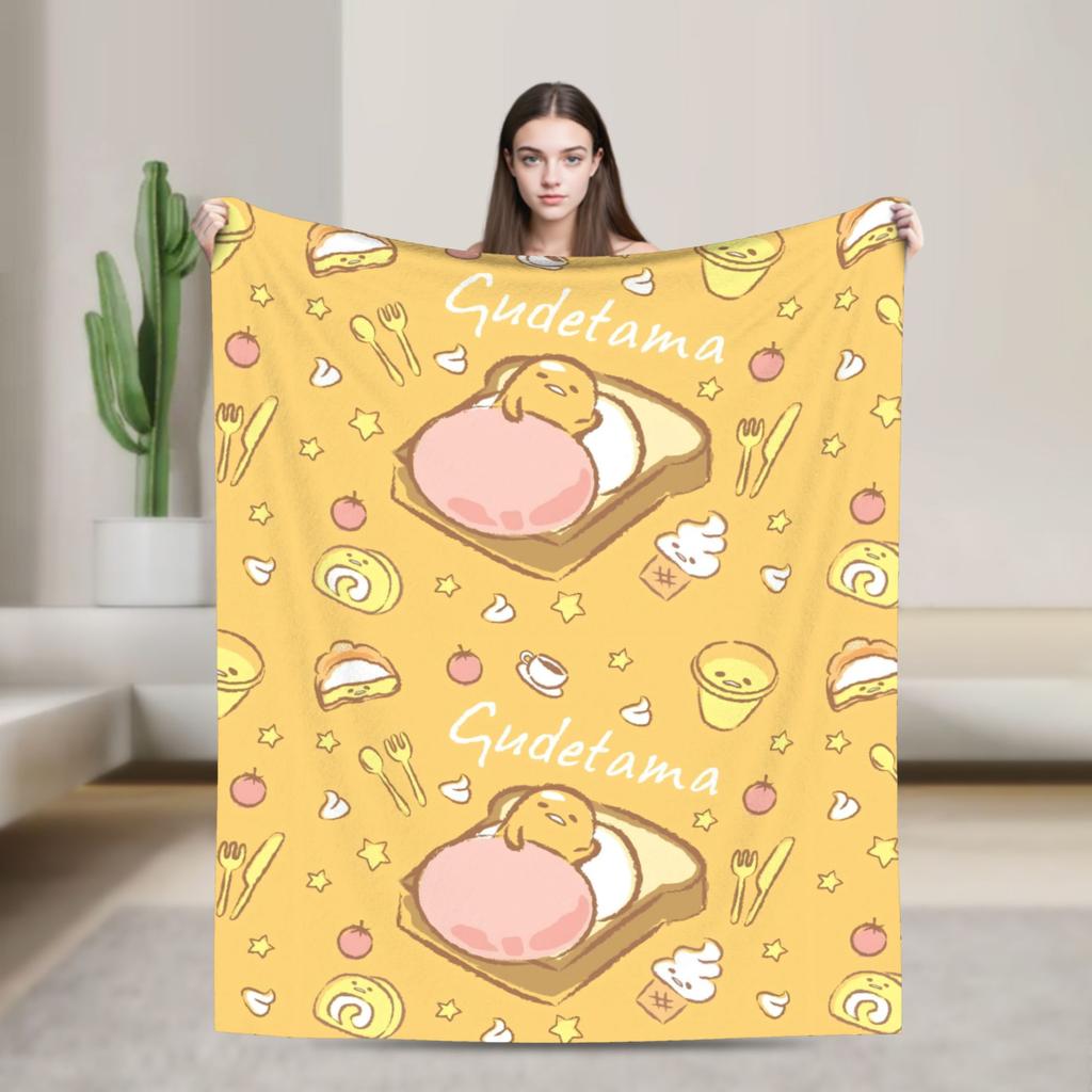 Gudetama Roztomilé Vajíčko Kreslenádeka Flanelová Ultra-Měkké Deky na Cestování Letadlem Ložnici Prošívanádeka