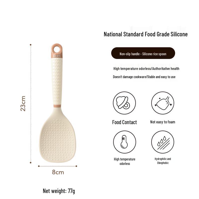 Silicone High-Temp Resistant Soup Ladle & Non-Stick Porridge Spoon with Anti-Scalding Handle.
