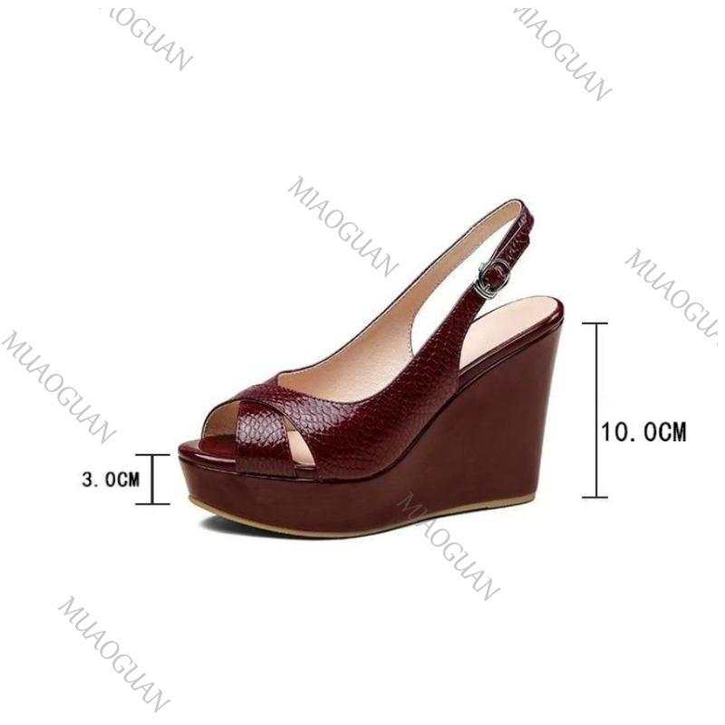 Fashion Platform Wedge Women's Sandals 2025 Summer New Peep Toe Casual High Heels Fashion Buckle Strap Plus Size Ladies Heeled Sandales