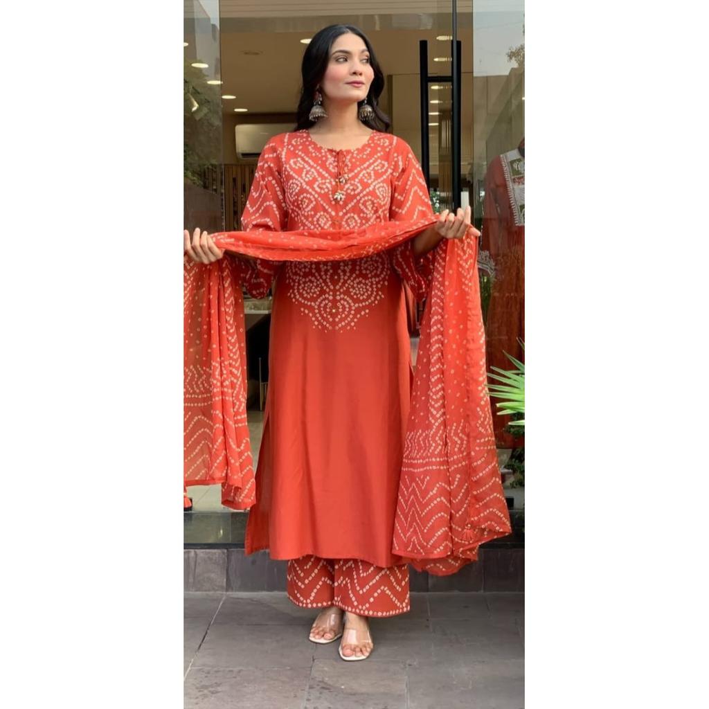 Indian Beautiful Cotton Kurti Pant Dupatta Set Bollywood Ethnic Top Kurta Set