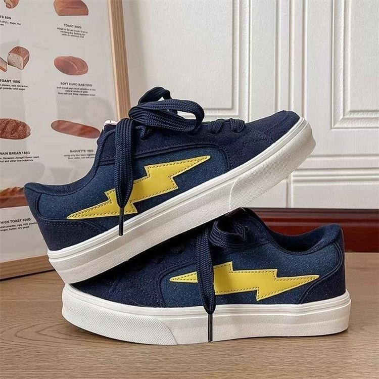 Thick baseplate shoes spring new leisure sports student lightning retro bread shoes