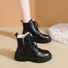 Sexy Elegant Winter Knight Boots New Solid Color Round Toe Velvet Warm Comfortable Fashionable Women's Ankle Boots