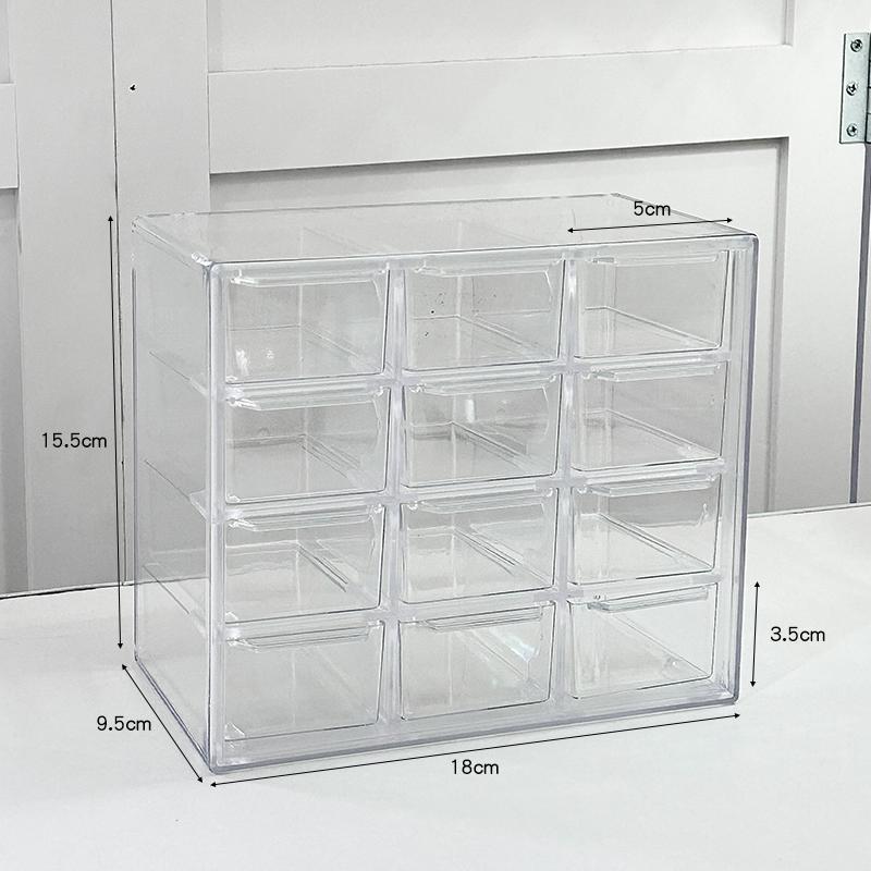 Transparent Jewelry Storage Box Organizer Table Drawer-Type Stackable Organizing Box 9 Grid Acrylic Display Jewelry Storage Rack
