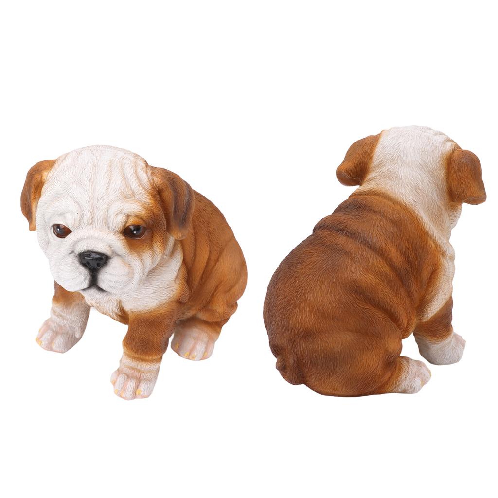 English Bulldog Puppy Statue Lifelike Resin Bulldog Sculpture for Garden Lawn Porch Decoration