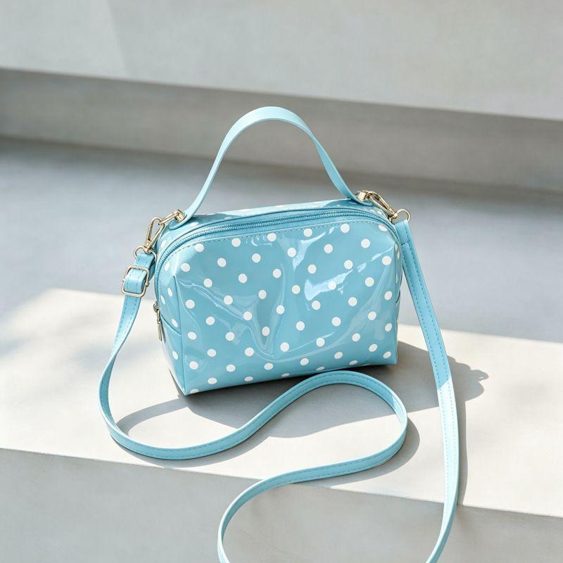 Polka dot portable small square bag women's high-value versatile casual shoulder bag fashionable going out commuter messenger bag