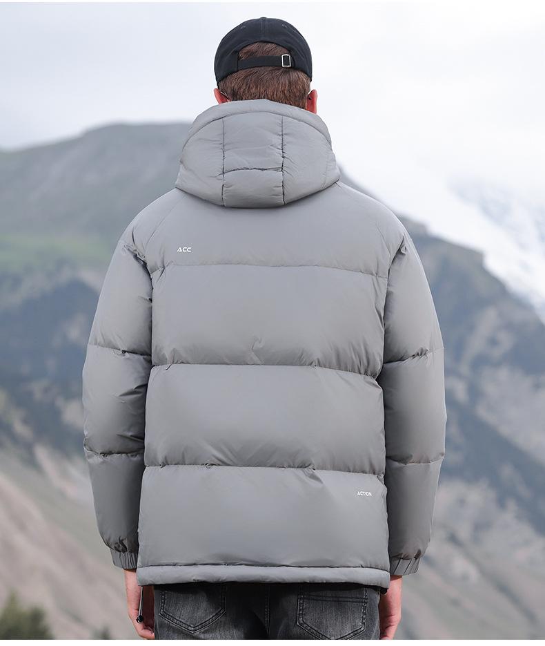 Men's Hooded Down Jacket - Winter 2025 Fashion: Short, Thick, High Loft, Warm Puffer Coat