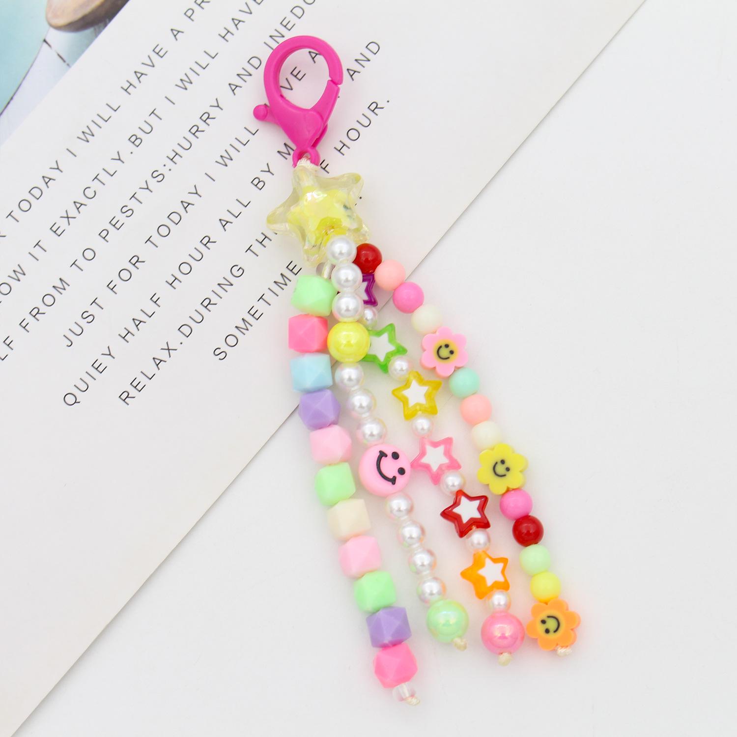 Colorful Letter Bead Keychain Charms with Small Tassel - Trendy Bag Accessories