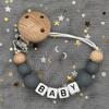 Free Personalised BPA Free Silicone Baad Dummy DIY Silicone Baby Pacifier Custom Clip Name Colorful Pacifier Chain Teething Gift