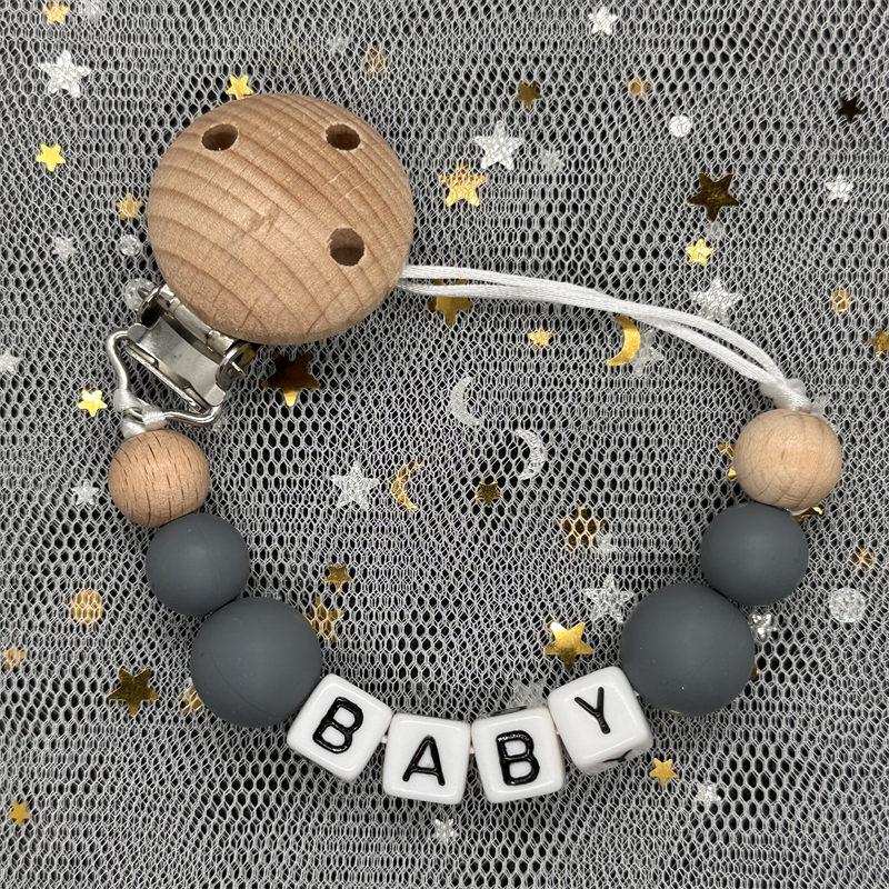 Free Personalised BPA Free Silicone Baad Dummy DIY Silicone Baby Pacifier Custom Clip Name Colorful Pacifier Chain Teething Gift