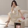 Women's Summer Lace Nightgown: Short-Sleeved, High-End, Loose Mid-Length Cotton Skirt Dress