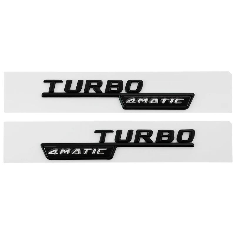 2pcs ABS Car TURBO BITURBO 4MATIC Plus Letters Emblem Fender Trim Badge Sticker For Mercedes Benz A45 ClA45 AMG GLE53 Styling TP9