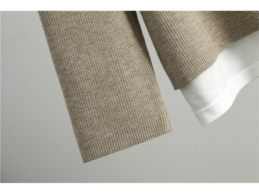 Women's Trendy Two-Piece Set: Drawstring Fake Two-Piece Sweater & Wide-Leg Pants - Long-Sleeved Knitwear for Spring & Autumn