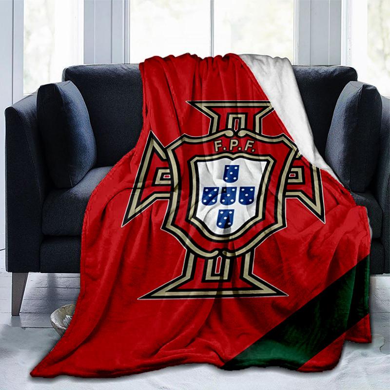 Decke mit Wappen der Portugiesischen Fußballföderation Geeignet für Sofas, Betten, Büros und Camping - Perfektes Geschenk für Halloween Weihnachten
