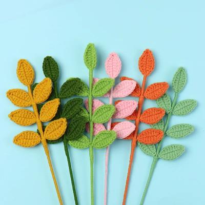 1 Stück Häkelblätter Gestrickte Eukalyptusblätter Handgefertigt Strickpflanze Künstliche Pflanze für Blumenvase Heimdeko