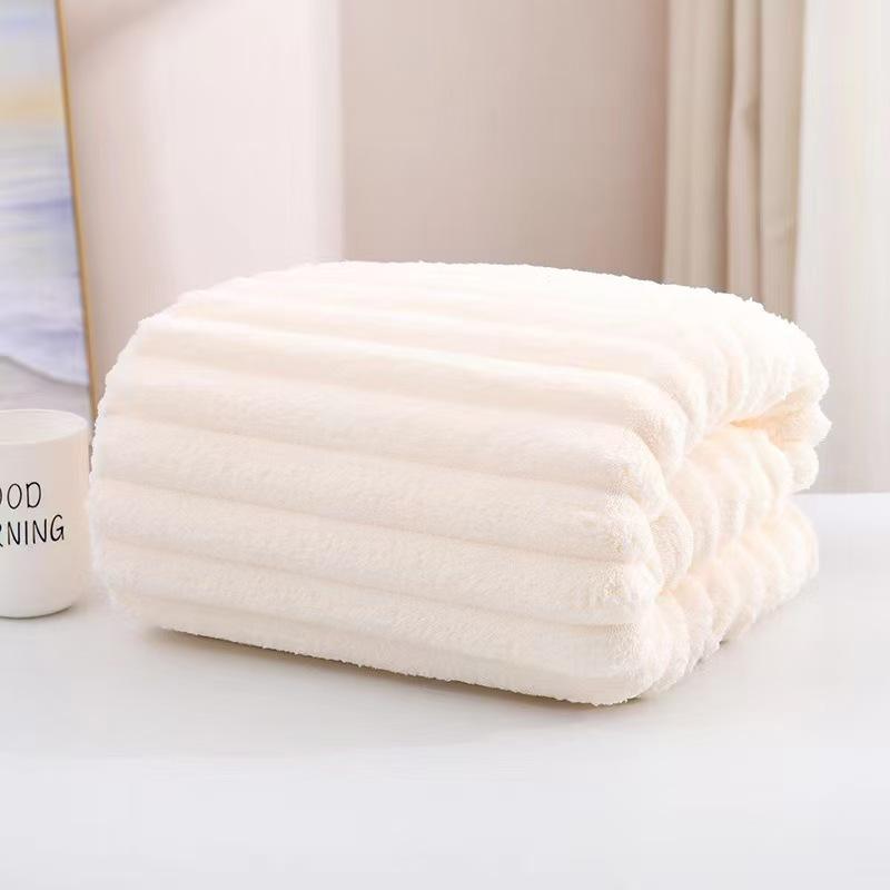 Coral Fleece Towel Bath Towel Set Candy Strip Fleece Women's Household Water Absorption Adult Children Face Towel Bath Towel