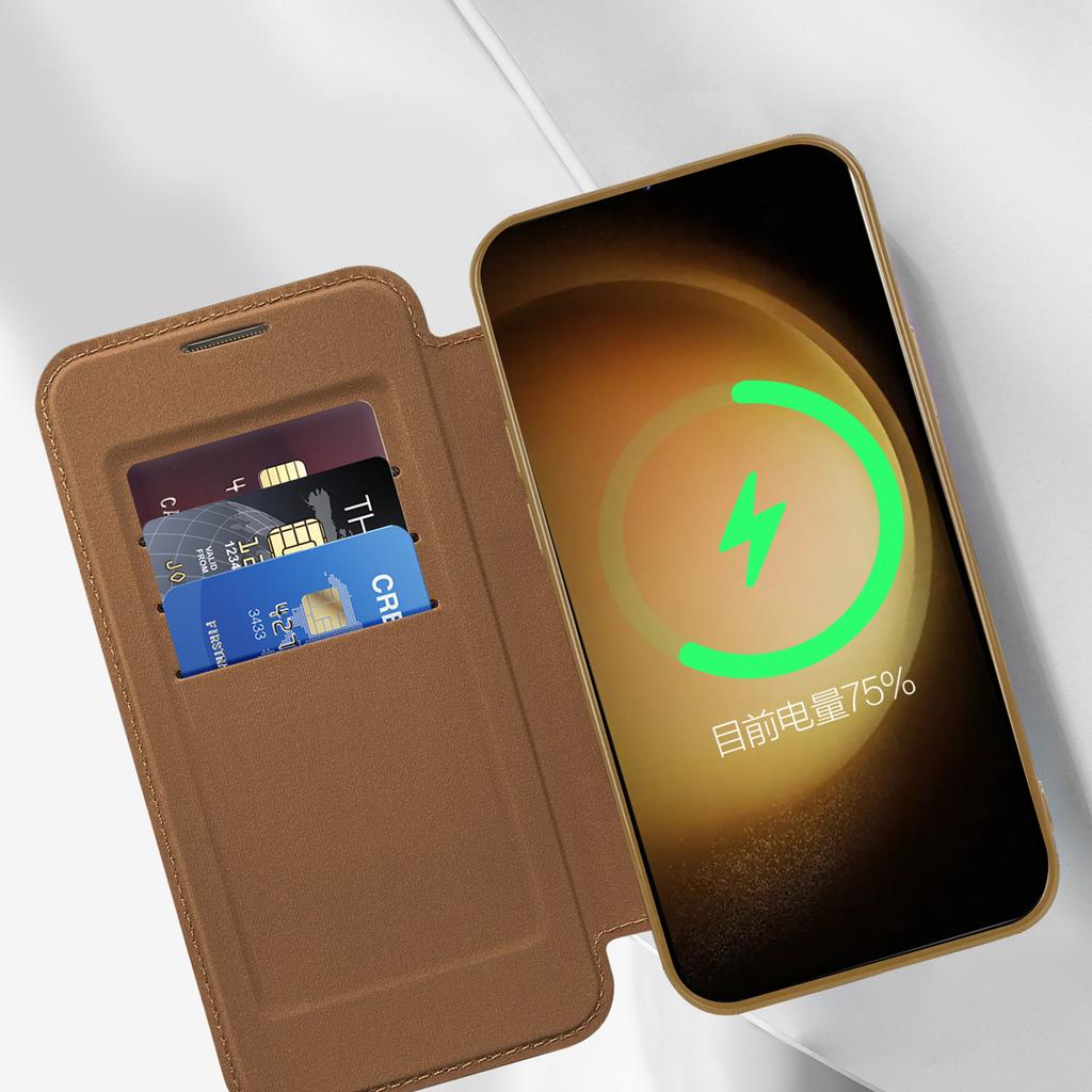 Magnetic Case for Samsung Galaxy S23+ Compatible with MagSafe,PU Leather+TPU RFID Blocking Flip Phone Cover