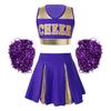 Girl's Cheerleading Uniform Fancy Dress Outfit Cosplay Halloween Costume Crop Top with Skirt and Hand Flowers