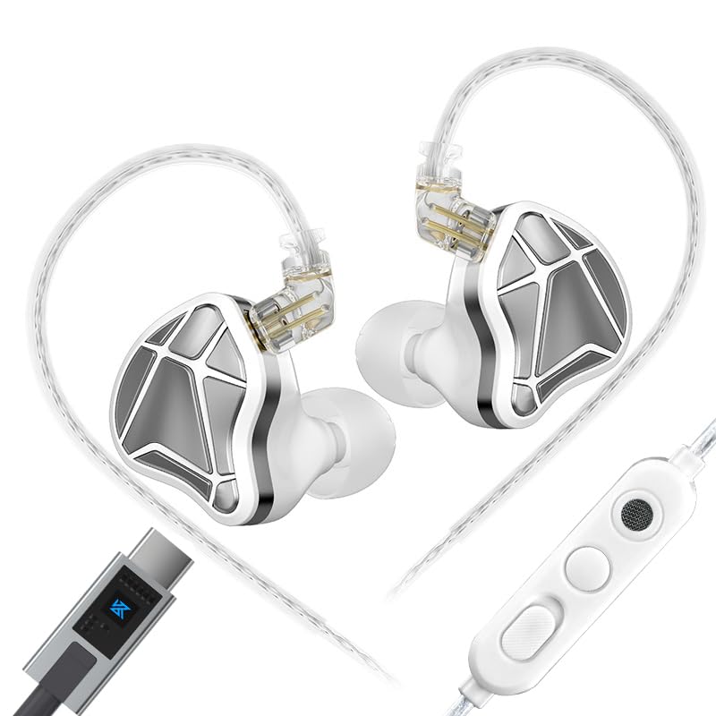 

KZ Axas Wired Gaming Earphones for FPS Wired AI Noise Cancelling DSP Sound PS5 Wired Gaming with Games, Type-C, Microphone, Built-in Card, In-Ear
