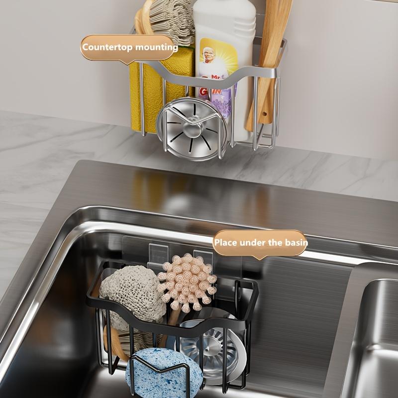 Stainless Steel Sink Drain Rack Dish Washing Cloth Pot Brush Storage Rack Stainless Steel Sponge Rack Drain Basket