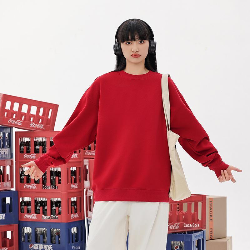 Japanese Heavyweight Cotton Blend Unisex Sweatshirt - Trendy Round Neck, Drop Shoulder, Loose Fit, Casual Versatile Top