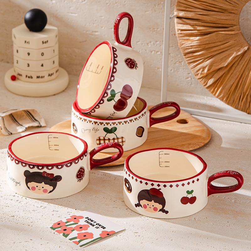 Ceramic Breakfast Cup Milk Oatmeal Cup Exquisite Coffee Cup In Retro Cartoon Cute Pet Creative Cup