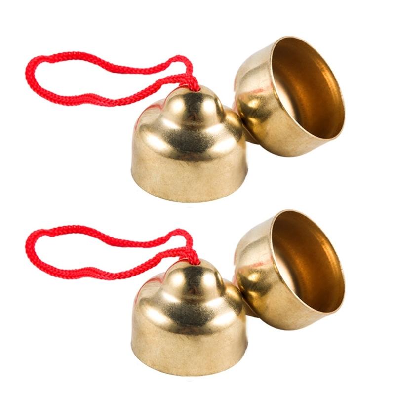 2 Pairs Hand Percussion Bells With Strings/Handles Music Learning Toy For Music Education And Rhythm Training Enduring