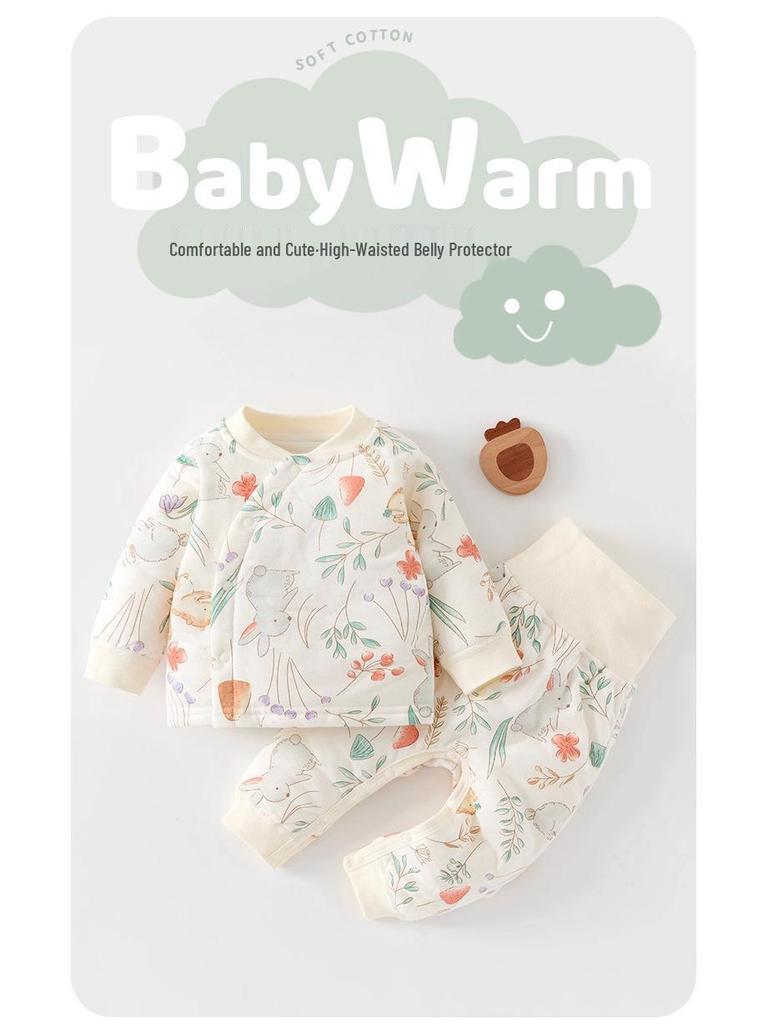 Jingqi Kinder Steppbaumwoll Unterwäsche Set - Warme Herbst/Winter Hose & Oberteil für Jungen und Mädchen