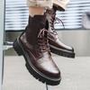 British style men casual party nightclub platform boots black brown genuine leather shoes cowboy autumn winter boot high botas