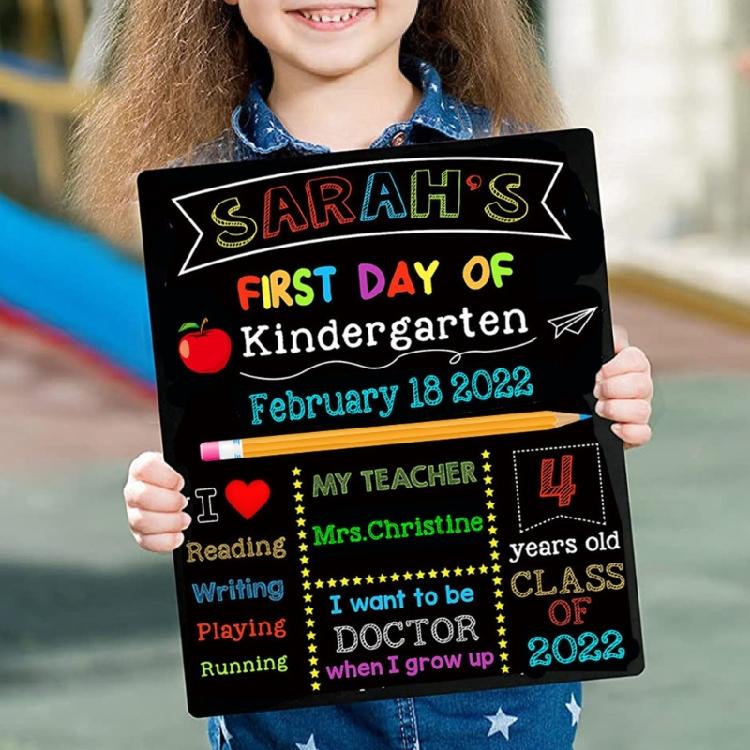 First and Last Day of Chalkboard Board Reversible Message Board Double-Sided Blackboard For Preschool Kindergarten