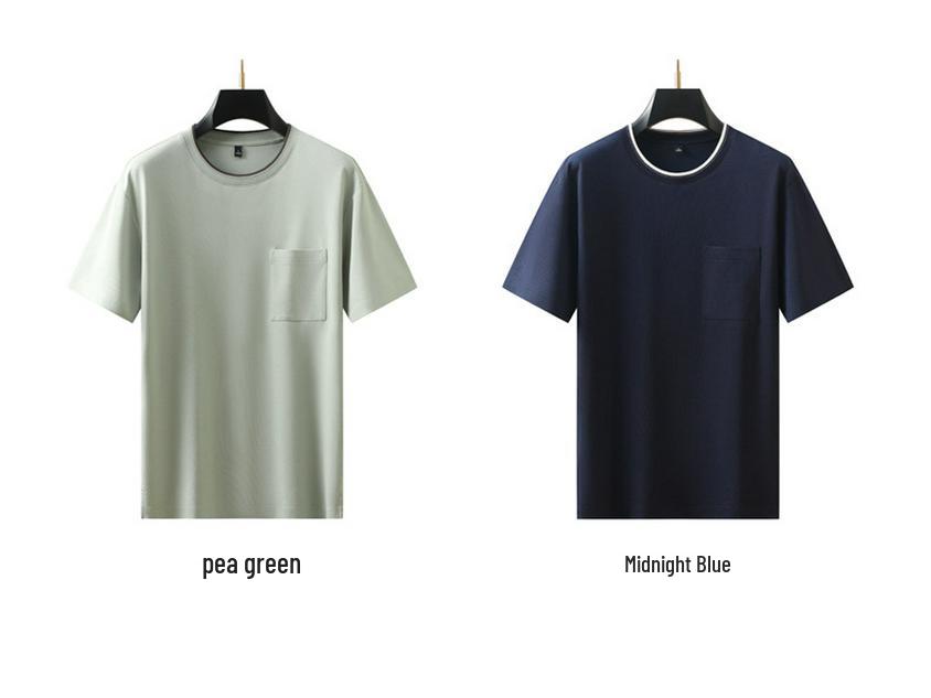 Men's Color Block Pocket White T-Shirt - Lightweight, Solid Summer Fashion Top